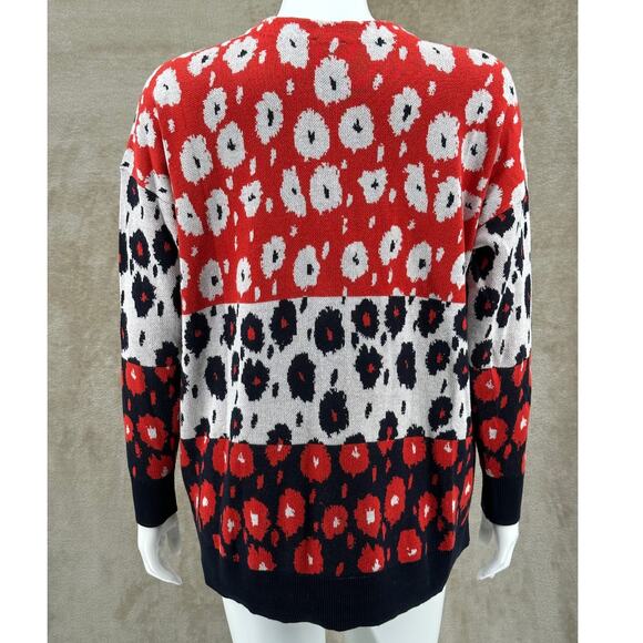 Cabi Sweater Womens Small Upbeat Cardigan Floral Stripe V‎ Neck Cozy Fall 6163 - Picture 5 of 10